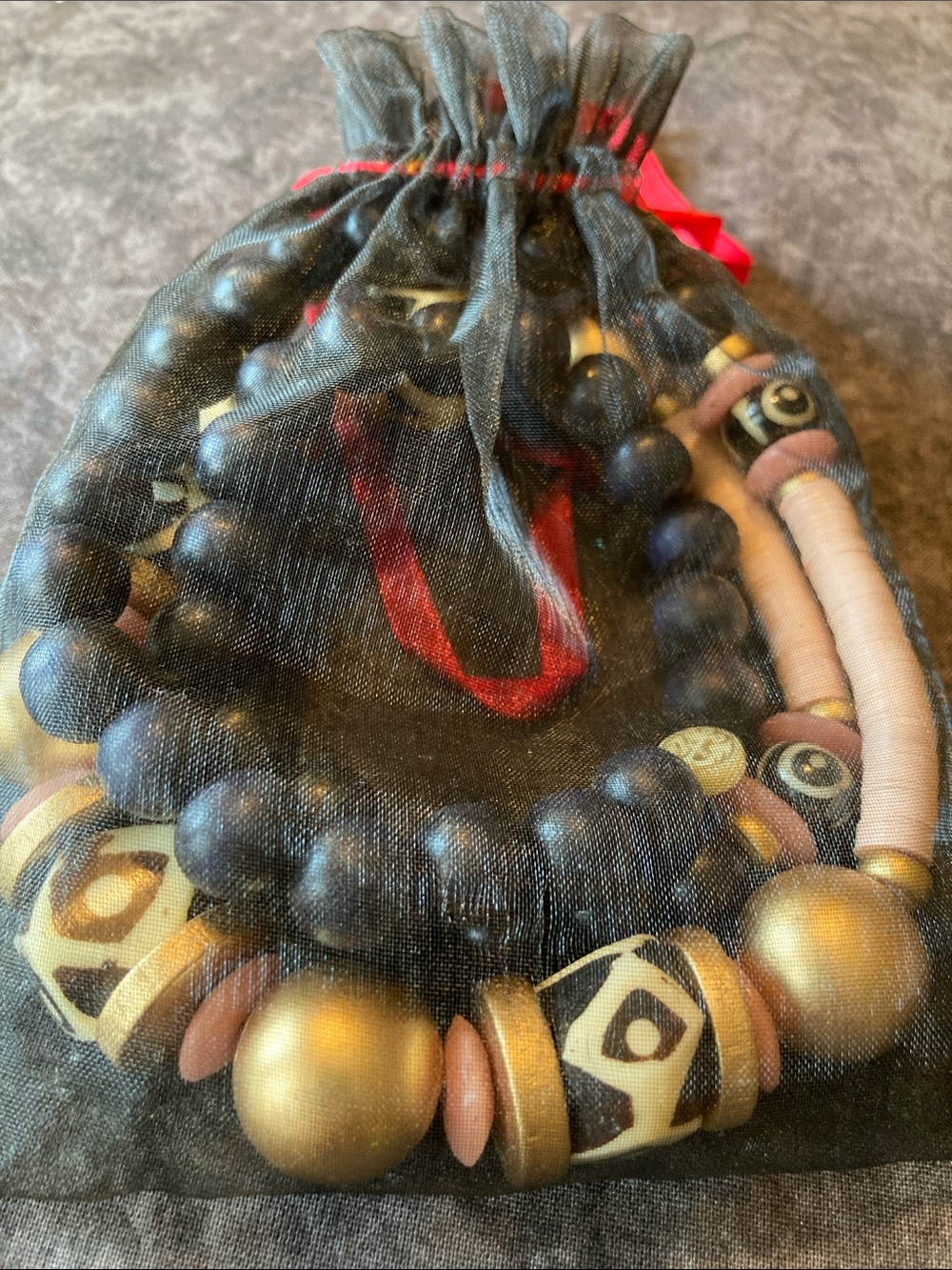Handcrafted Boho Black and Gold Beaded Necklace